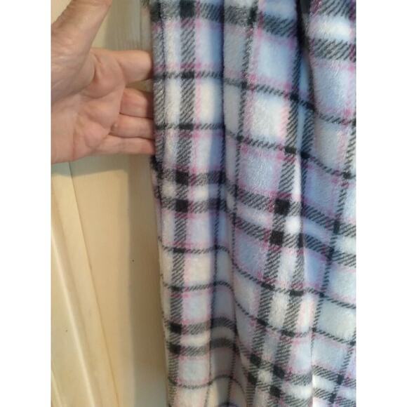 Joyspun Pajama Set Sloth Jogger Blue Plaids Sz 14 Pockets Fuzzy Cozy - Picture 7 of 11